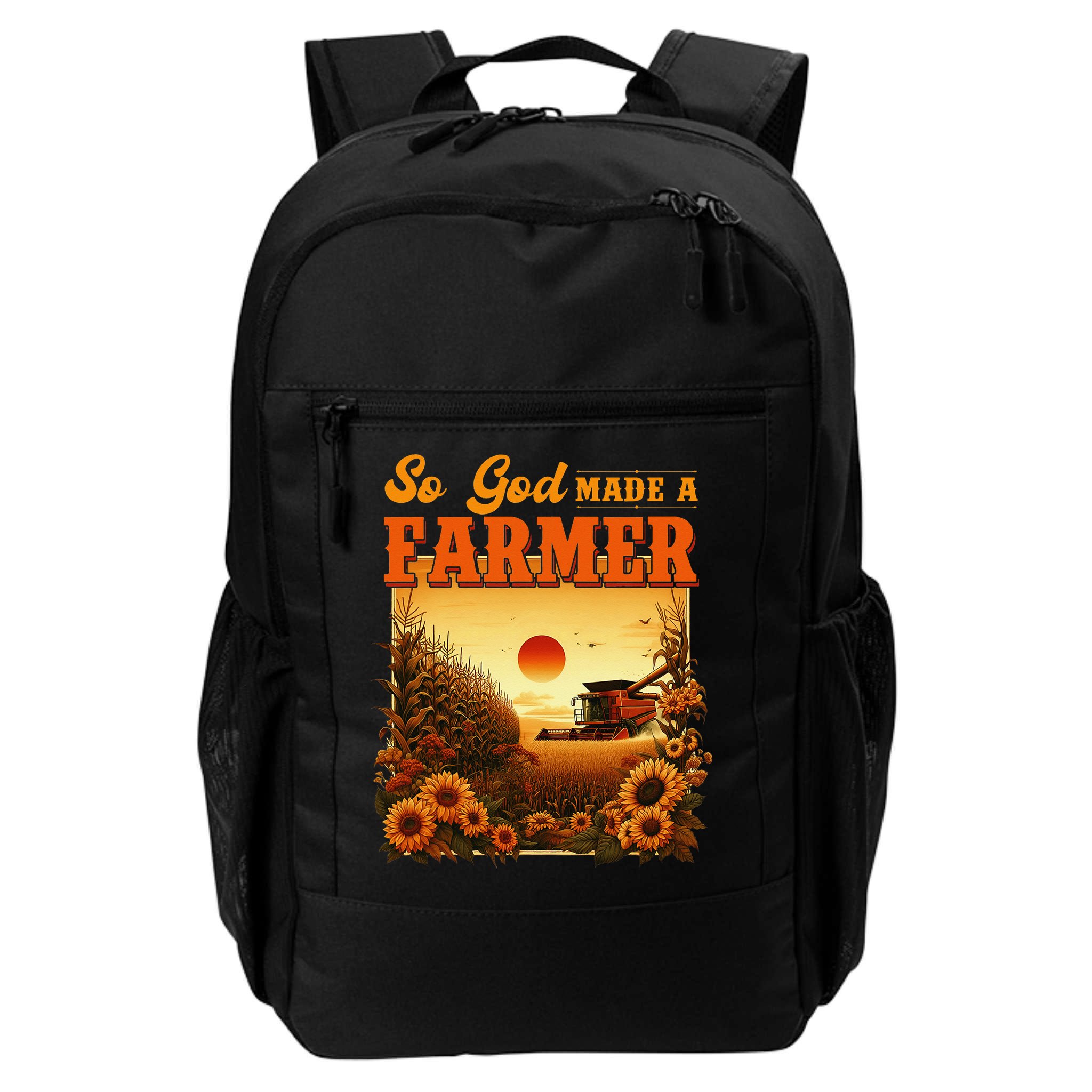 So God Made A Farmer Farm Life Christian Vintage Sunflower Backpack