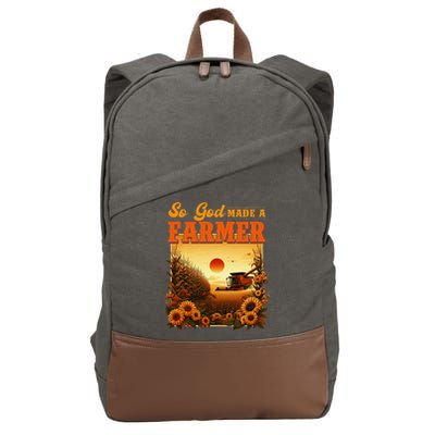 So God Made A Farmer Farm Life Christian Vintage Sunflower Cotton Canvas Backpack