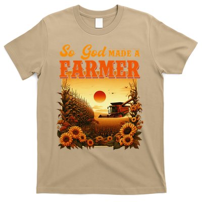 So God Made A Farmer Farm Life Christian Vintage Sunflower T-Shirt