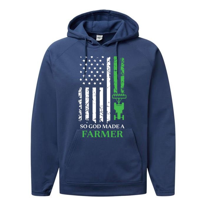 So God Made A Farmer Farming Farmer Performance Fleece Hoodie