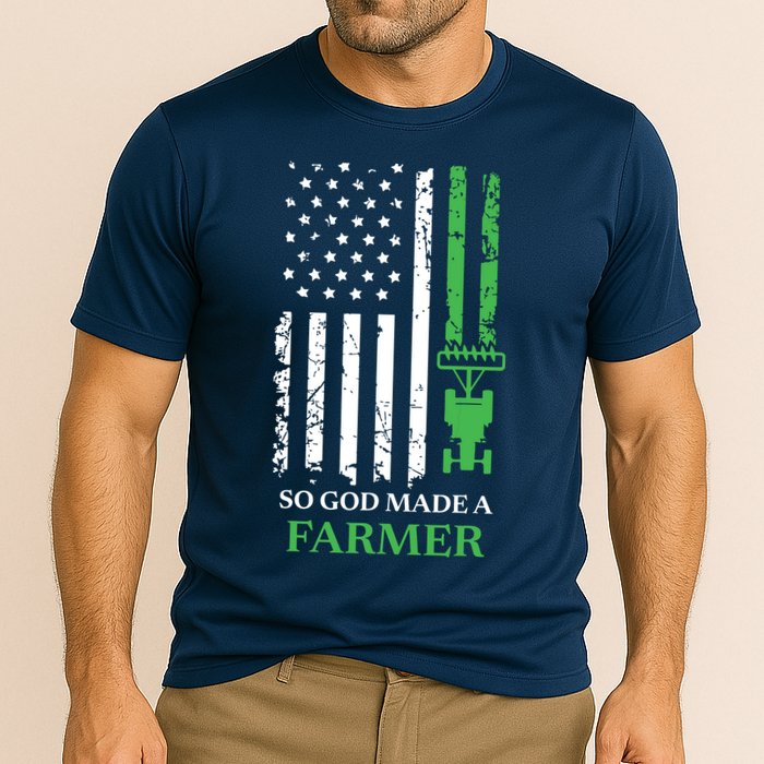 So God Made A Farmer Farming Farmer Cooling Performance Crew T-Shirt