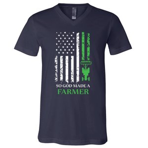 So God Made A Farmer Farming Farmer V-Neck T-Shirt