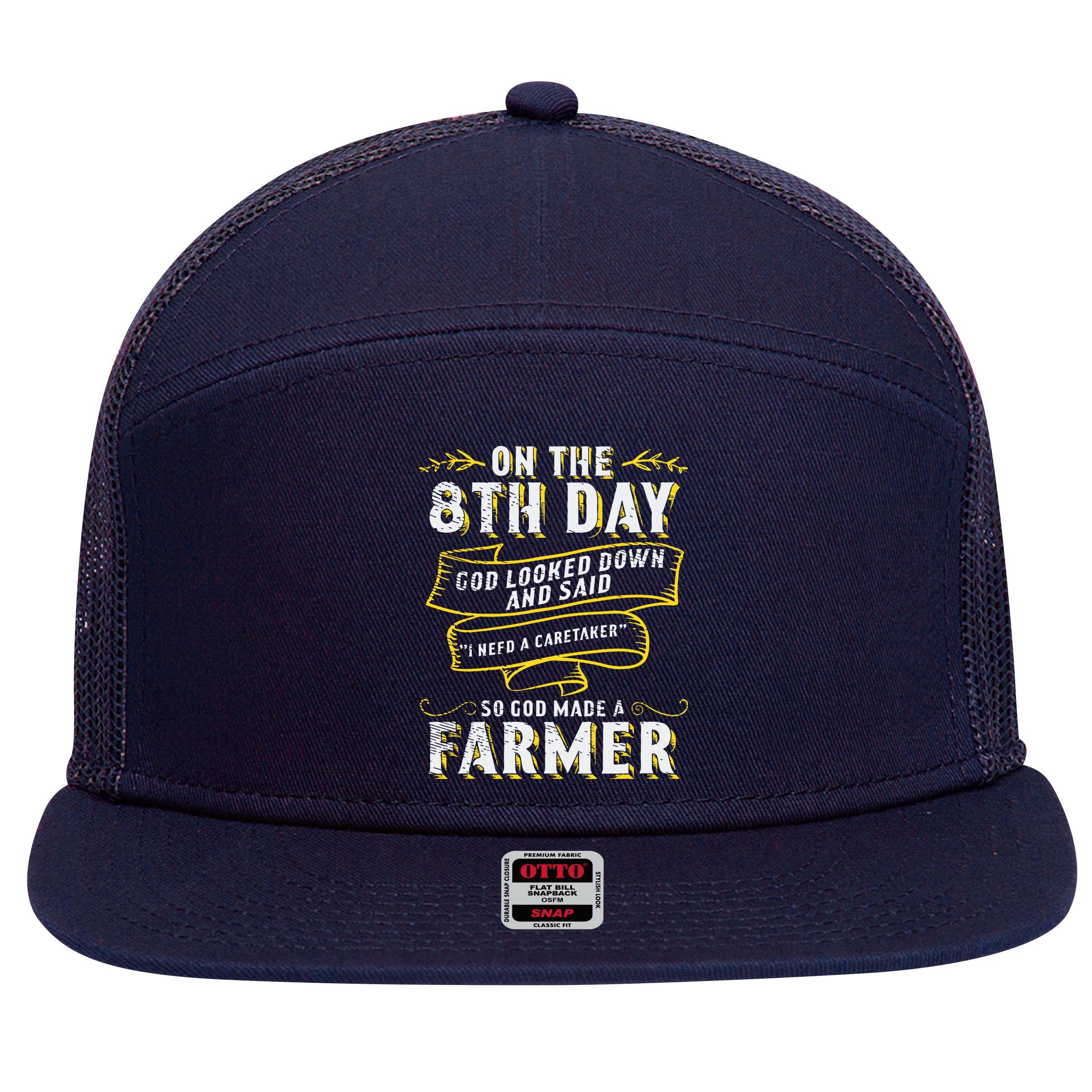 So God Made A Farmer Farming Agriculture 7 Panel Mesh Trucker Snapback Hat
