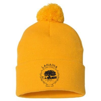 Supportive Golden Maui Strong Lahaina Banyan Tree Maui Hawaii Shoreline Pom Pom 12in Knit Beanie
