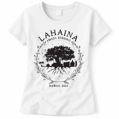 Supportive Golden Maui Strong Lahaina Banyan Tree Maui Hawaii Shoreline Womens T-Shirt