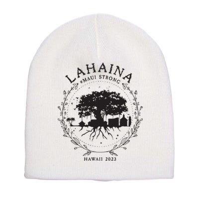 Supportive Golden Maui Strong Lahaina Banyan Tree Maui Hawaii Shoreline Short Acrylic Beanie