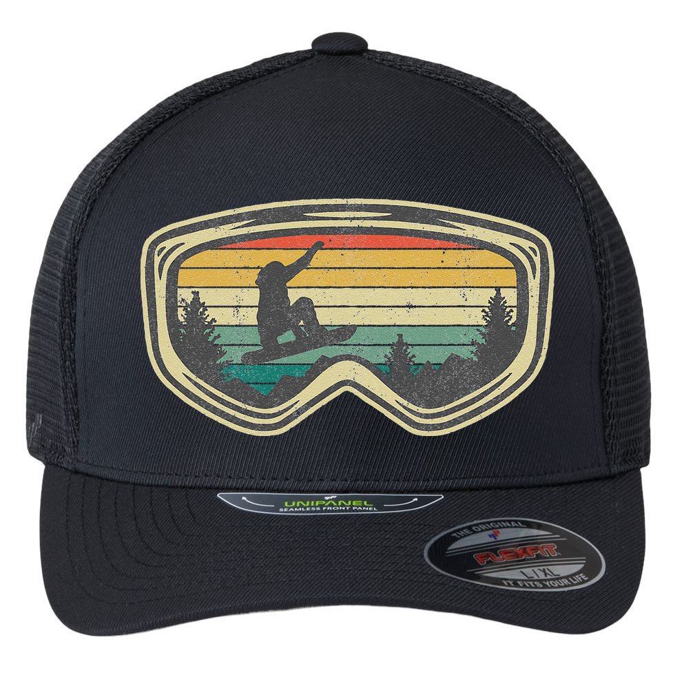 Snowboard Goggles Mountain Snowboarding Retro Vacation  Flexfit Unipanel Trucker Cap