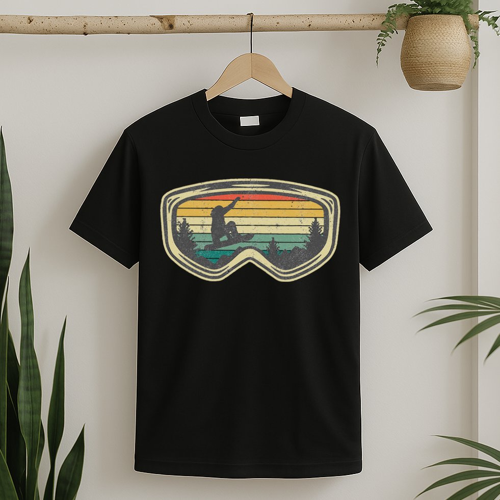 Snowboard Goggles Mountain Snowboarding Retro Vacation  T-Shirt