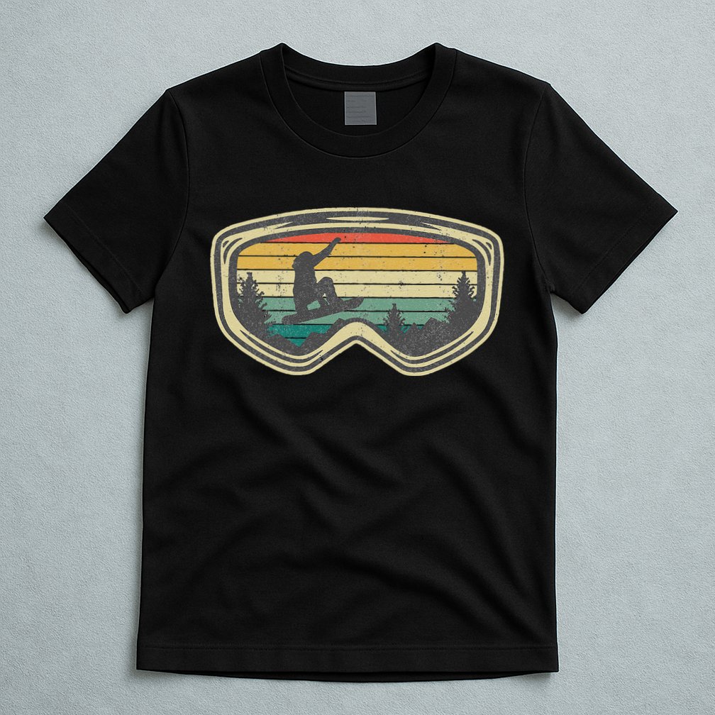 Snowboard Goggles Mountain Snowboarding Retro Vacation  T-Shirt