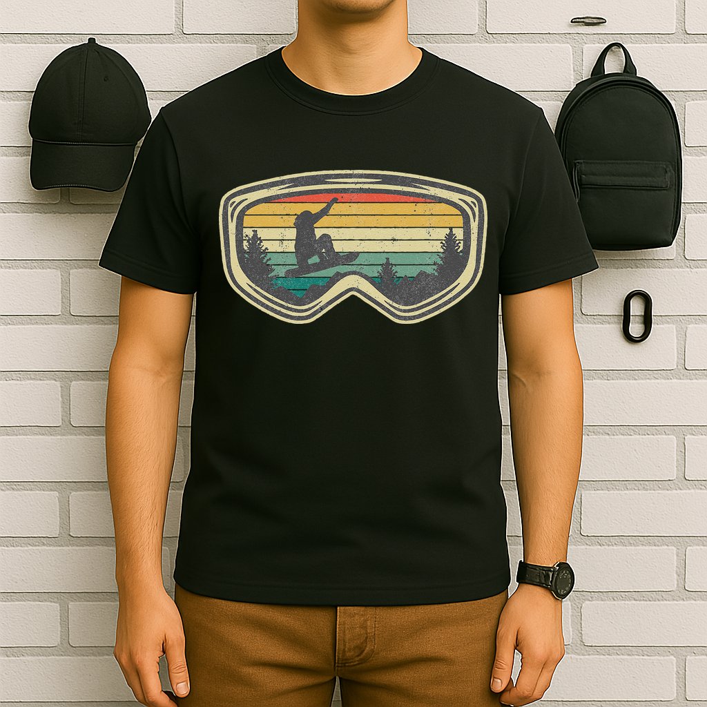 Snowboard Goggles Mountain Snowboarding Retro Vacation  T-Shirt