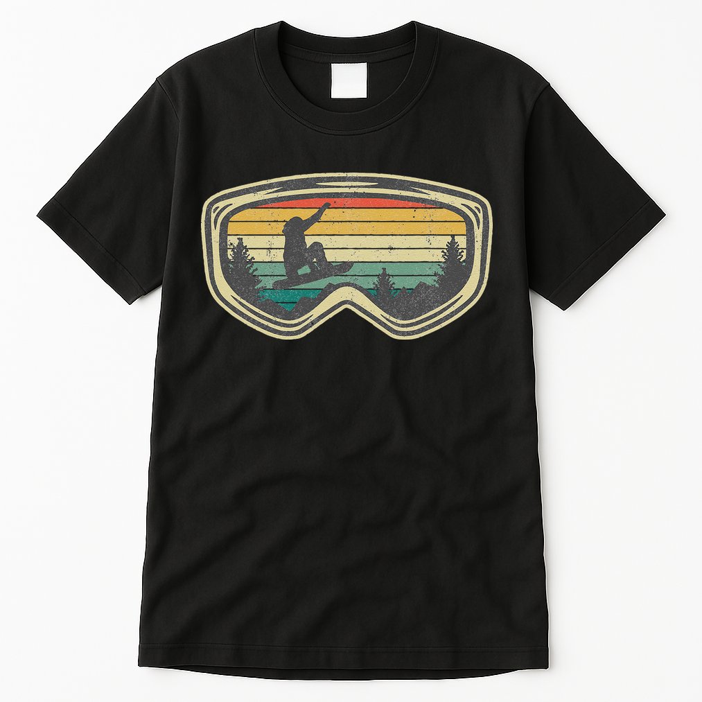Snowboard Goggles Mountain Snowboarding Retro Vacation  Tall T-Shirt
