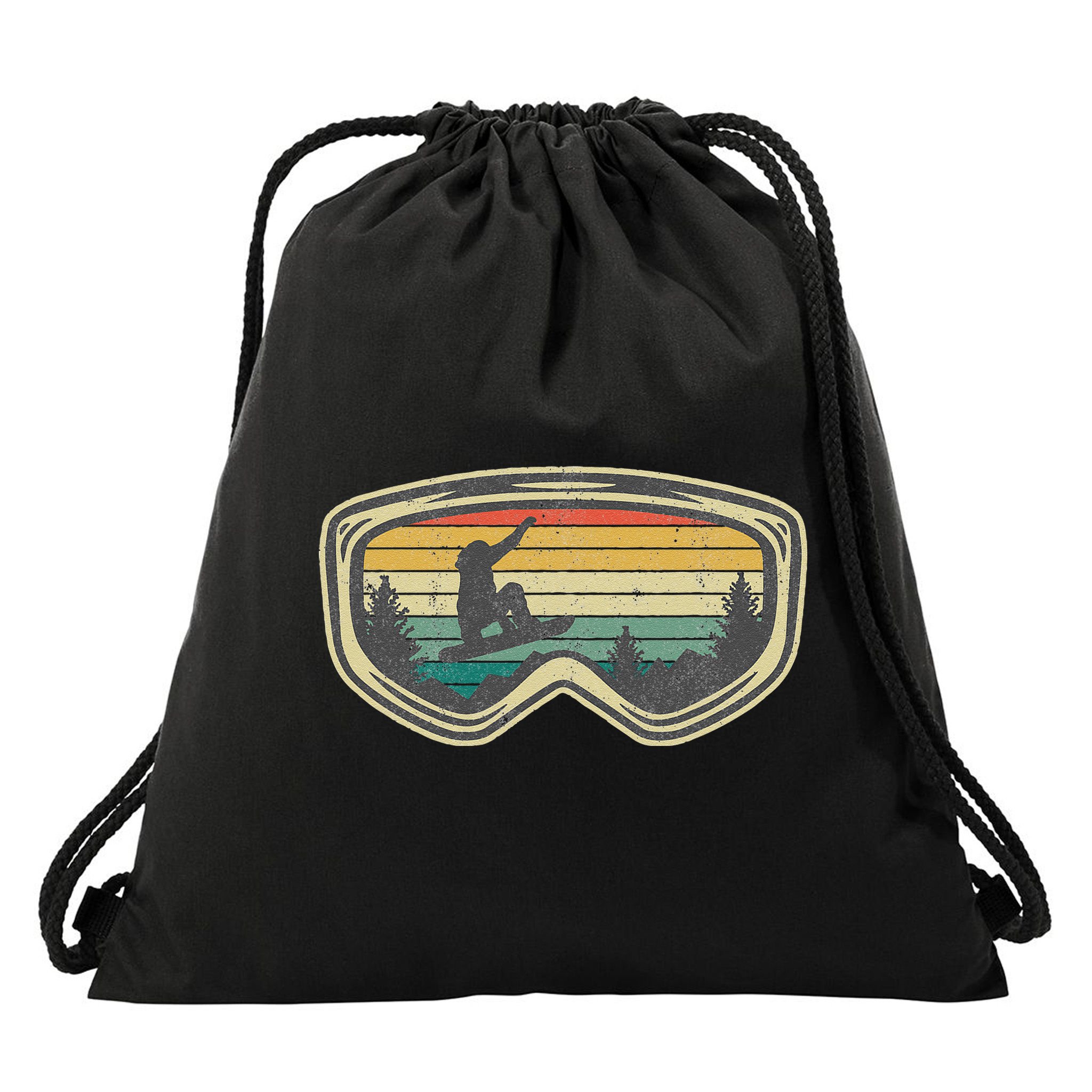 Snowboard Goggles Mountain Snowboarding Retro Vacation  Drawstring Bag