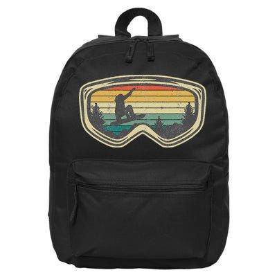Snowboard Goggles Mountain Snowboarding Retro Vacation  16 in Basic Backpack