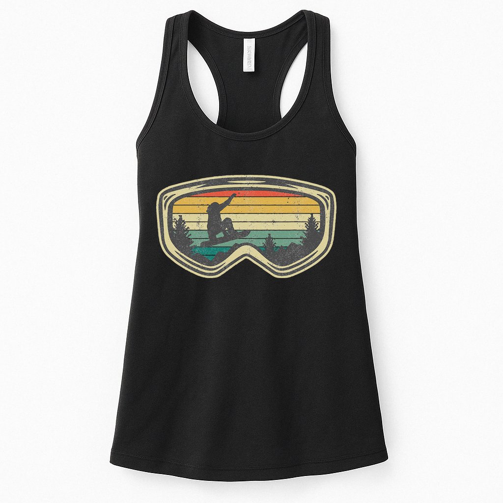 Snowboard Goggles Mountain Snowboarding Retro Vacation  Womens Tank Top