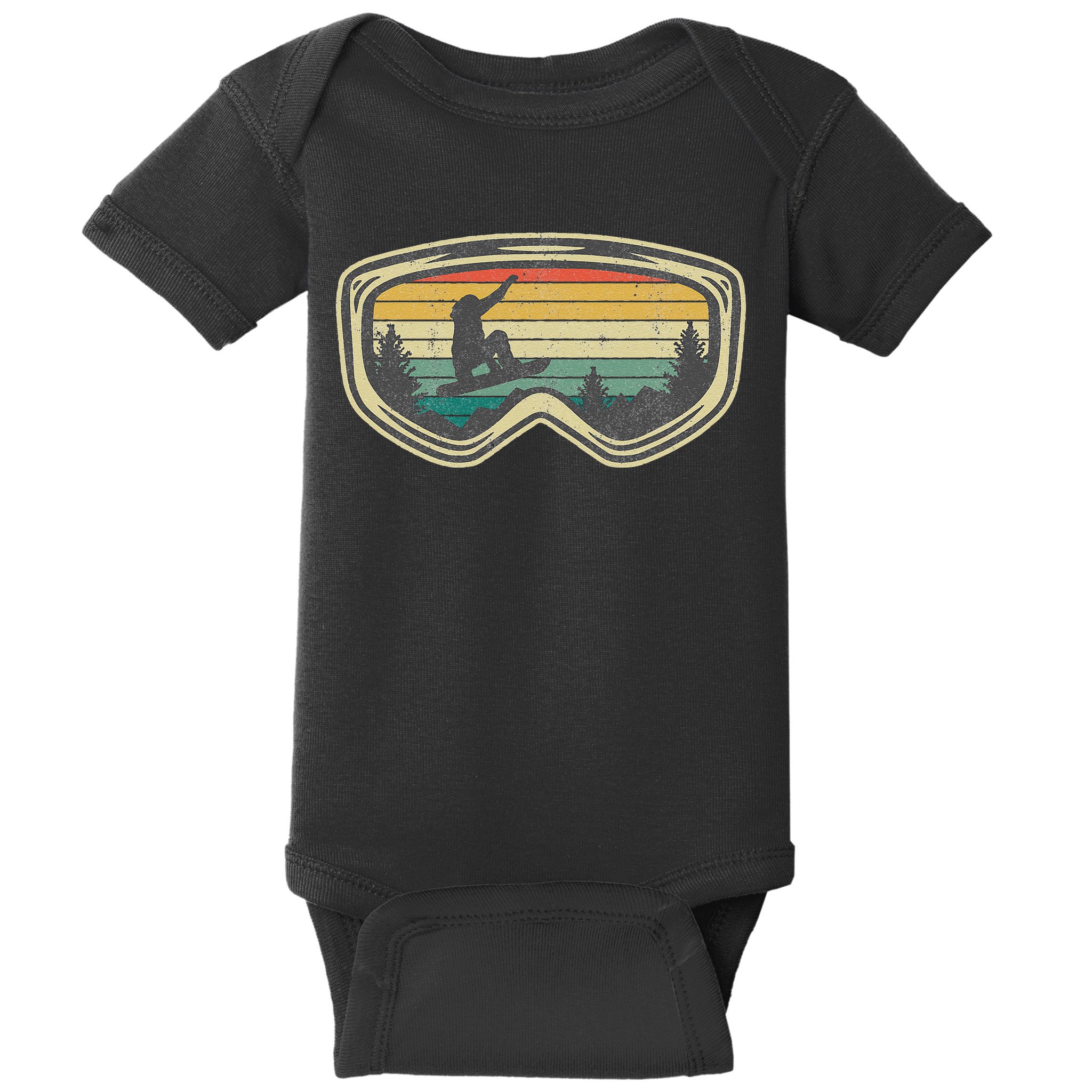 Snowboard Goggles Mountain Snowboarding Retro Vacation  Baby Bodysuit