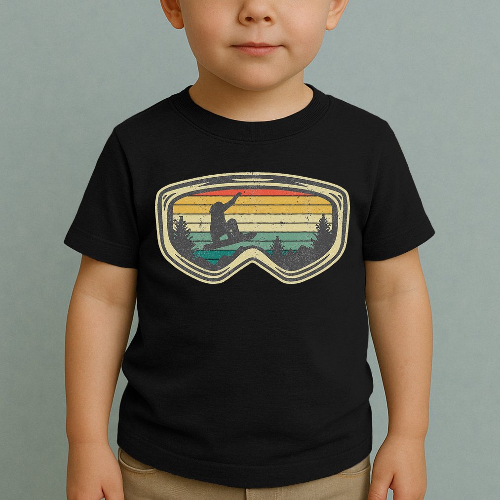 Snowboard Goggles Mountain Snowboarding Retro Vacation  Toddler T-Shirt