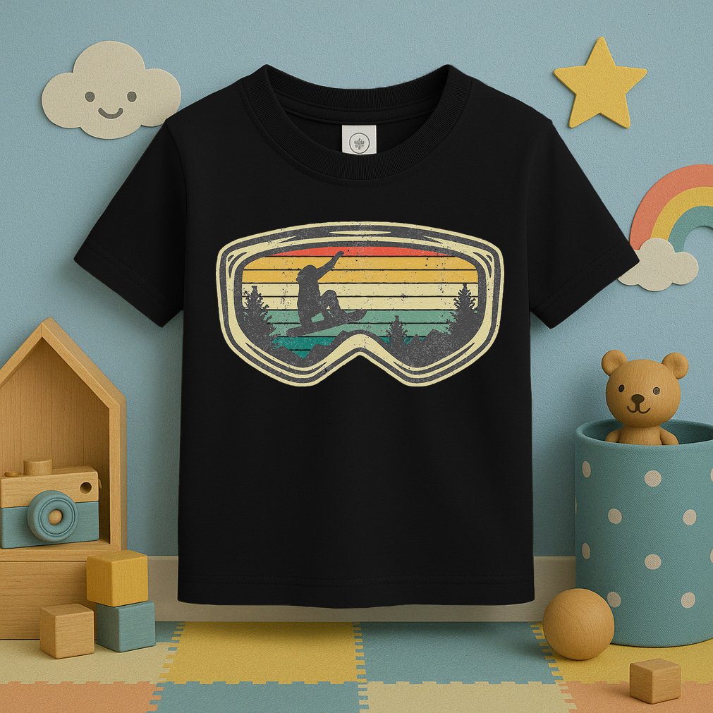Snowboard Goggles Mountain Snowboarding Retro Vacation  Toddler T-Shirt