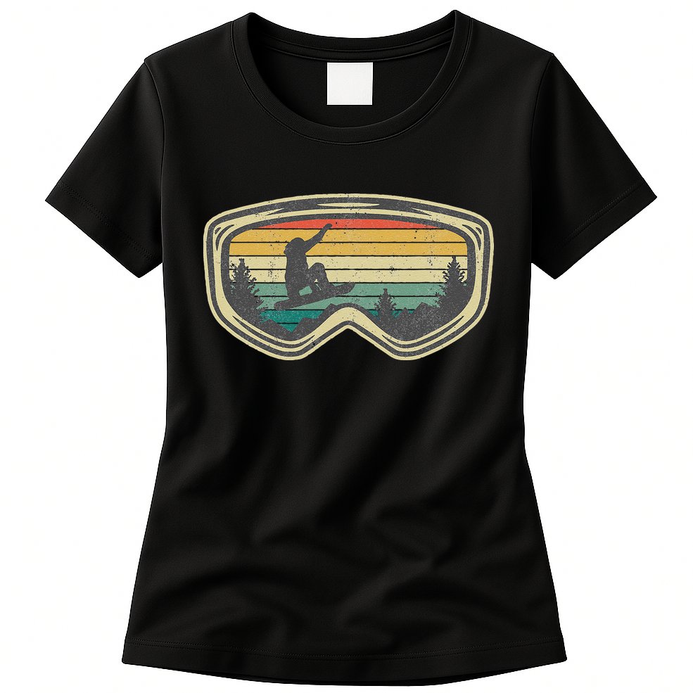 Snowboard Goggles Mountain Snowboarding Retro Vacation  Womens T-Shirt