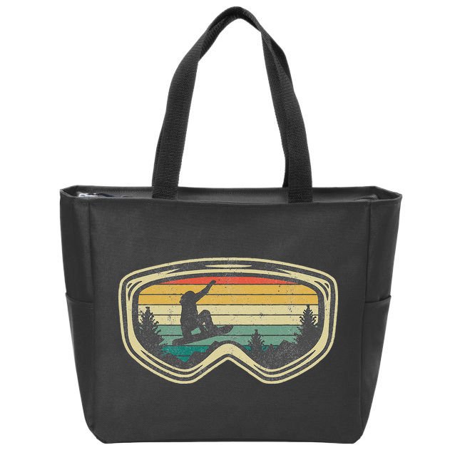 Snowboard Goggles Mountain Snowboarding Retro Vacation  Zip Tote Bag
