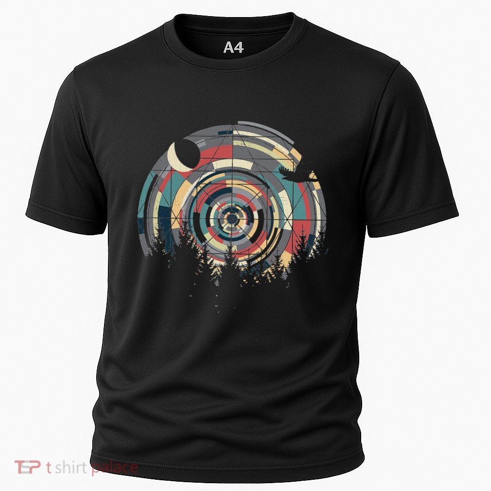 Sacred Geometry Meets Landscape Moon Eagle Gift Him & Her Cooling Performance Crew T-Shirt