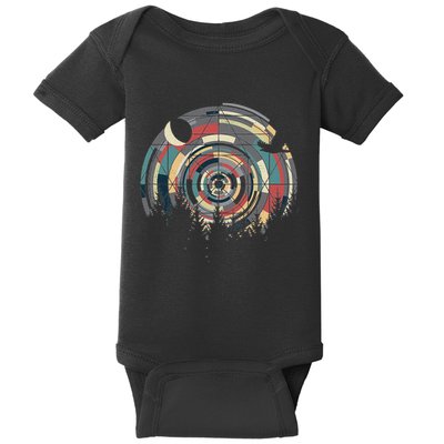 Sacred Geometry Meets Landscape Moon Eagle Gift Him & Her Baby Bodysuit