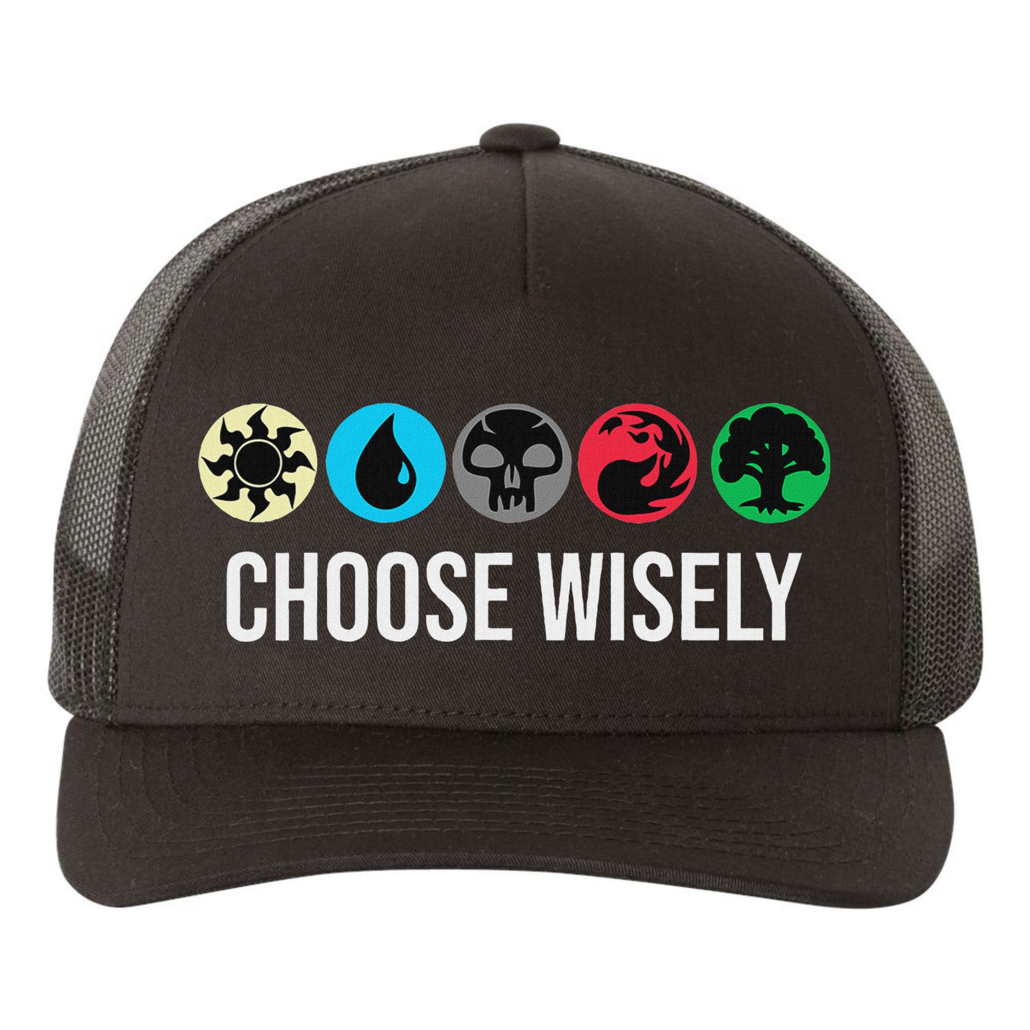 Symbols Gathering Magic Choose Wisely Blue Red Green Yupoong Adult 5-Panel Trucker Hat