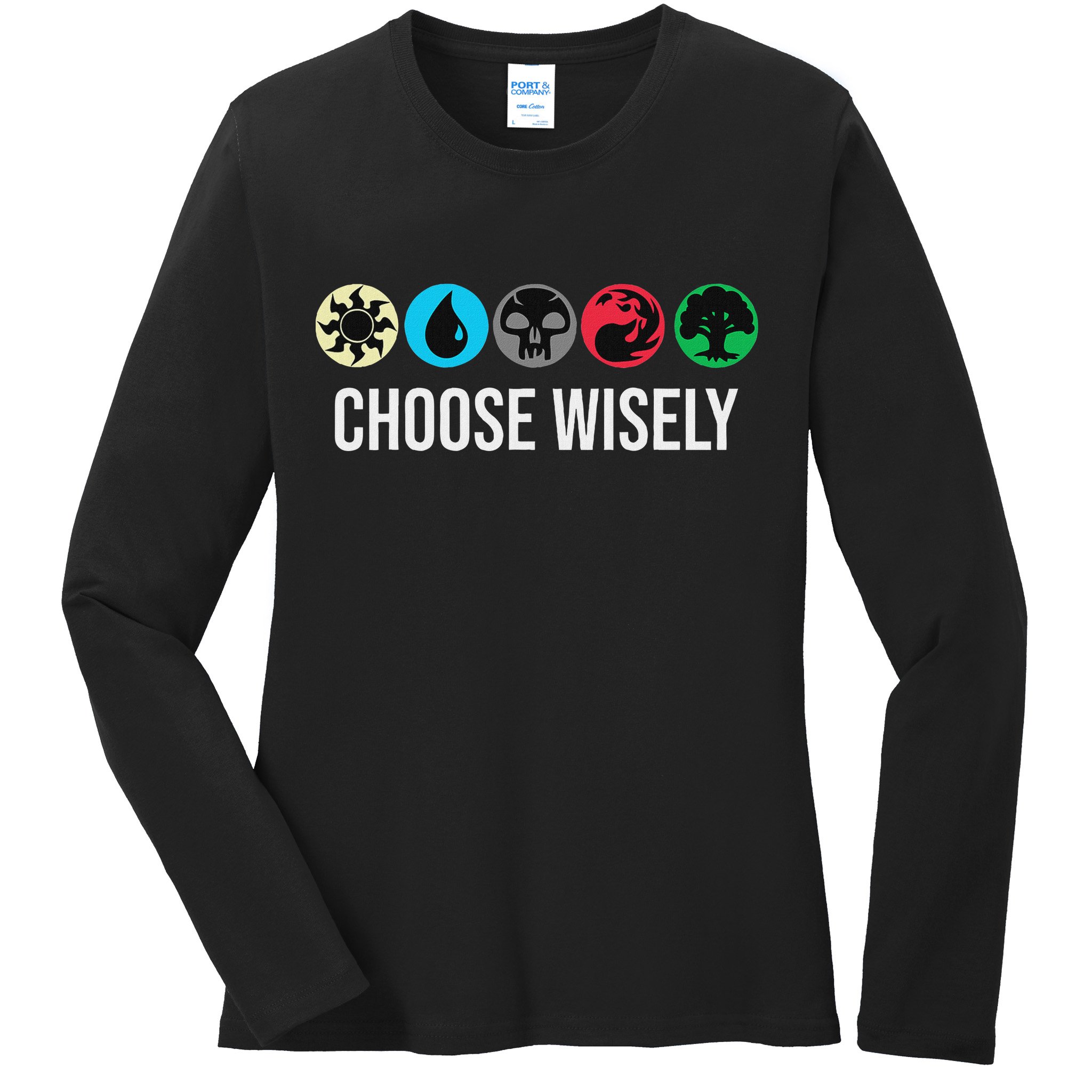 Symbols Gathering Magic Choose Wisely Blue Red Green Ladies Long Sleeve Shirt