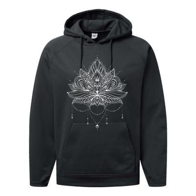 Sacred Geometry Meditation Positivity Love Mandala Lotus Performance Fleece Hoodie