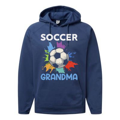 Soccer Grandma MotherS Day Gift Performance Fleece Hoodie