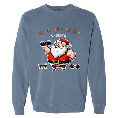 Santa’S Gym Membership FitnessWeightliftingGymgoers Garment-Dyed Sweatshirt