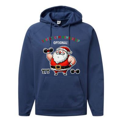 Santa’S Gym Membership FitnessWeightliftingGymgoers Performance Fleece Hoodie