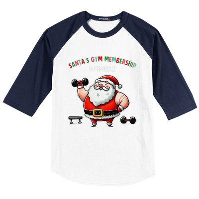 Santa’S Gym Membership FitnessWeightliftingGymgoers Baseball Sleeve Shirt