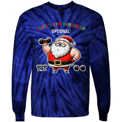 Santa’S Gym Membership FitnessWeightliftingGymgoers Tie-Dye Long Sleeve Shirt