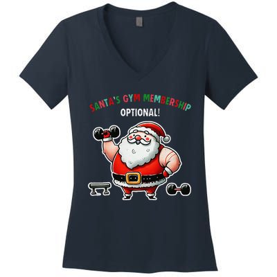 Santa’S Gym Membership FitnessWeightliftingGymgoers Women's V-Neck T-Shirt