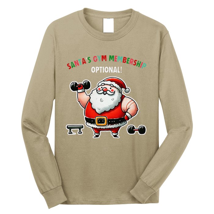 Santa’S Gym Membership FitnessWeightliftingGymgoers Long Sleeve Shirt