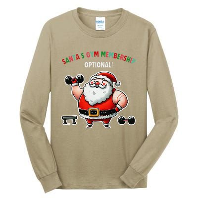 Santa’S Gym Membership FitnessWeightliftingGymgoers Tall Long Sleeve T-Shirt