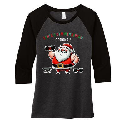 Santa’S Gym Membership FitnessWeightliftingGymgoers Women's Tri-Blend 3/4-Sleeve Raglan Shirt