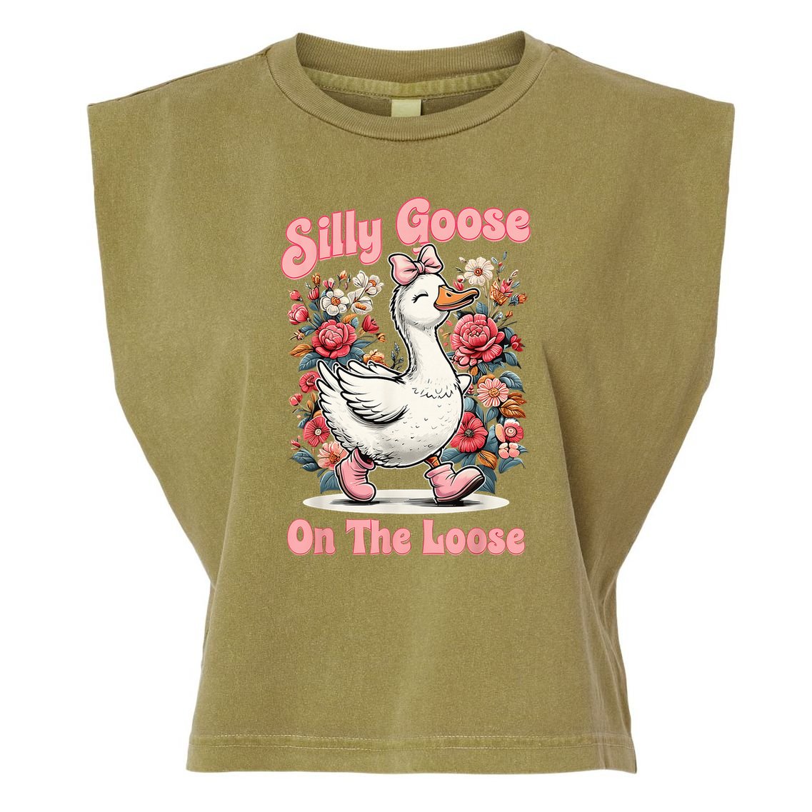 Silly Goose Mommy Floral Silly Goose Mama Mother's Day Garment-Dyed Women's Muscle Tee