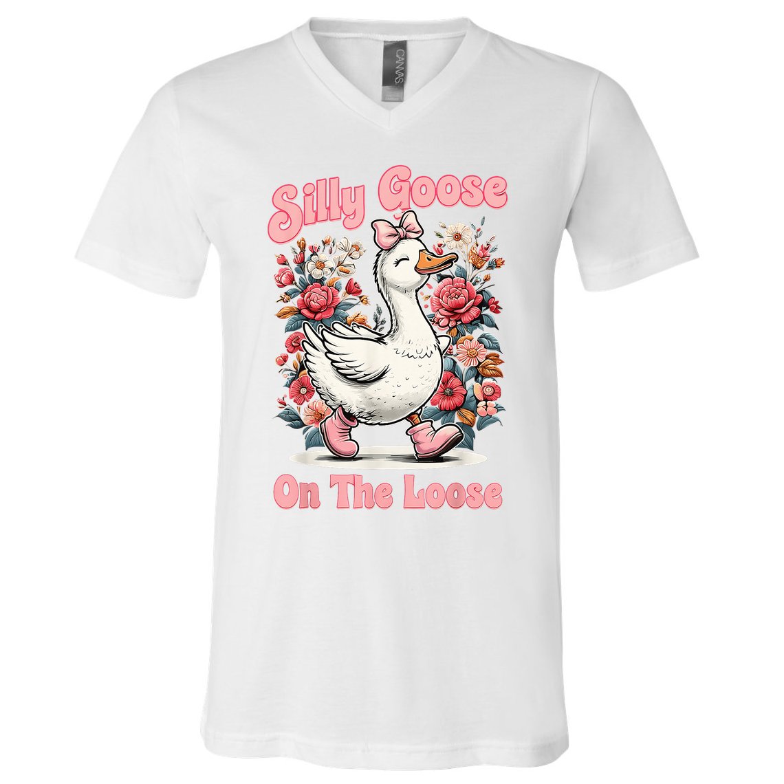 Silly Goose Mommy Floral Silly Goose Mama Mother's Day V-Neck T-Shirt