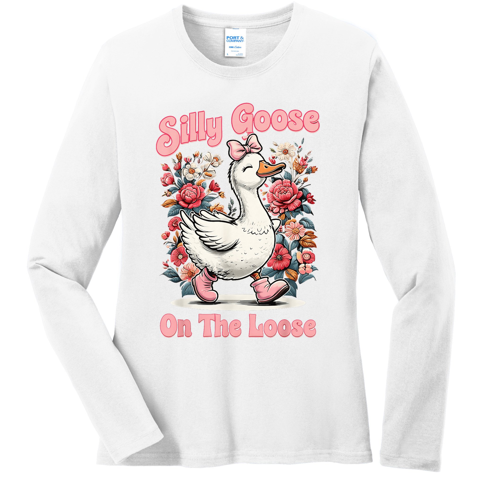 Silly Goose Mommy Floral Silly Goose Mama Mother's Day Ladies Long Sleeve Shirt