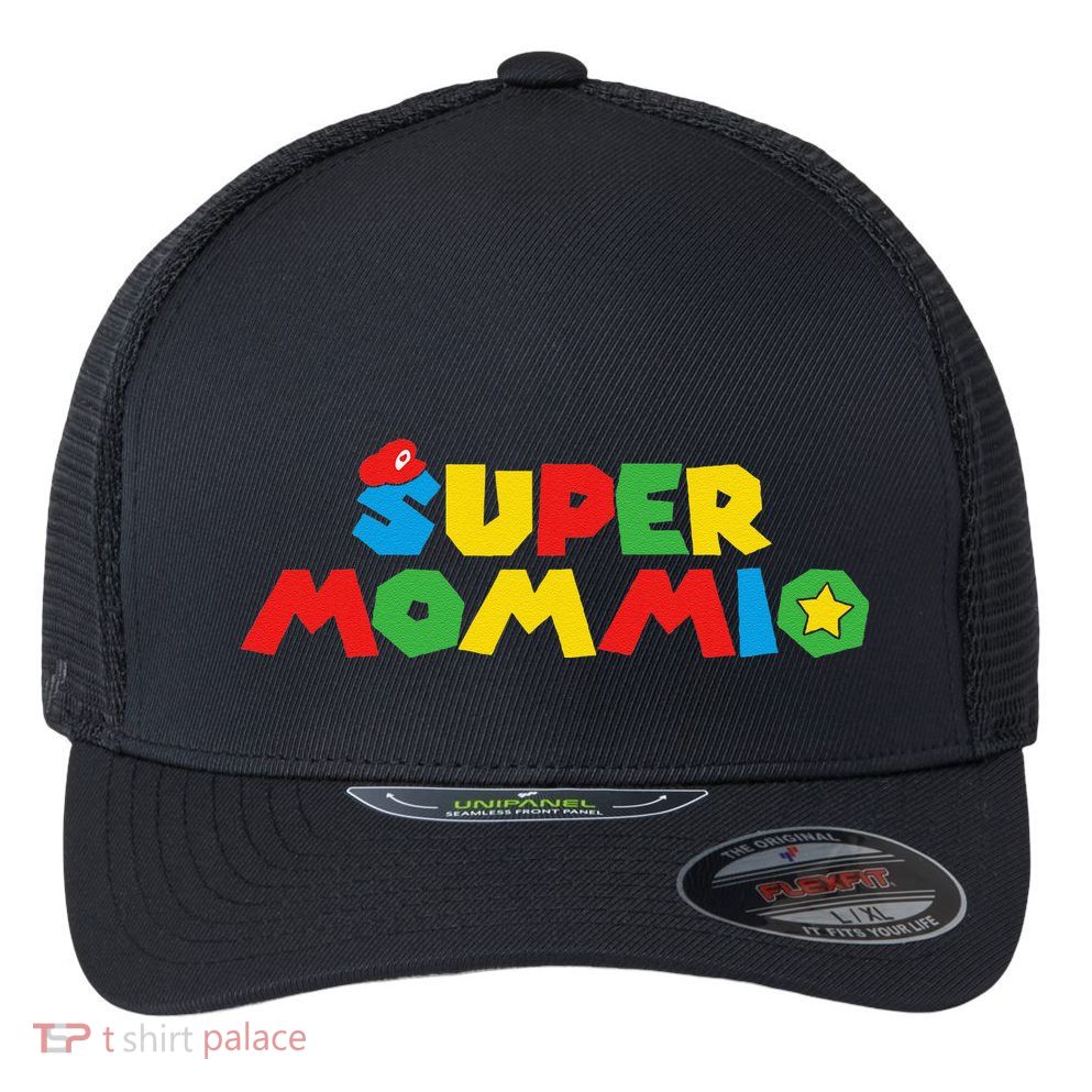Super Gamer Mom Unleashed Celebrating Motherly Powers Flexfit Unipanel Trucker Cap