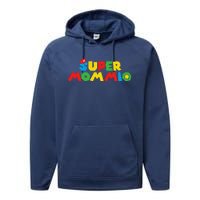 Super Gamer Mom Unleashed Celebrating Motherly Powers Performance Fleece Hoodie