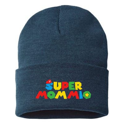 Super Gamer Mom Unleashed Celebrating Motherly Powers Sustainable Knit Beanie