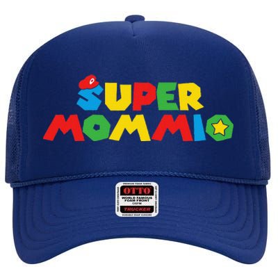 Super Gamer Mom Unleashed Celebrating Motherly Powers High Crown Mesh Back Trucker Hat