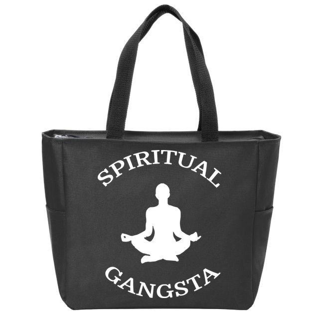 Spiritual Gangsta Men Womens Funny Yoga Zip Tote Bag