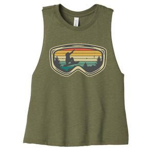 Snowboard Goggles Mountain Snowboarding Retro Vacation Gift Women's Racerback Cropped Tank