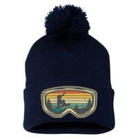 Snowboard Goggles Mountain Snowboarding Retro Vacation Gift Pom Pom 12in Knit Beanie