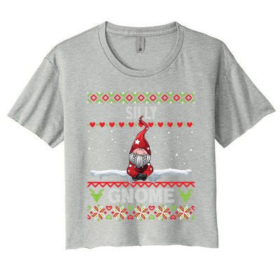 Silly Gnome Matching Family Christmas Ugly Pjs Funny Gift Women's Crop Top Tee