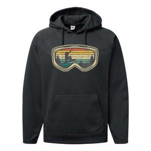 Snowboard Goggles Mountain Snowboarding Retro Vacation Performance Fleece Hoodie