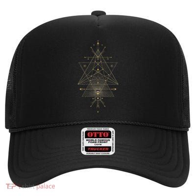 Sacred Geometry Mystical Symbol High Crown Mesh Back Trucker Hat